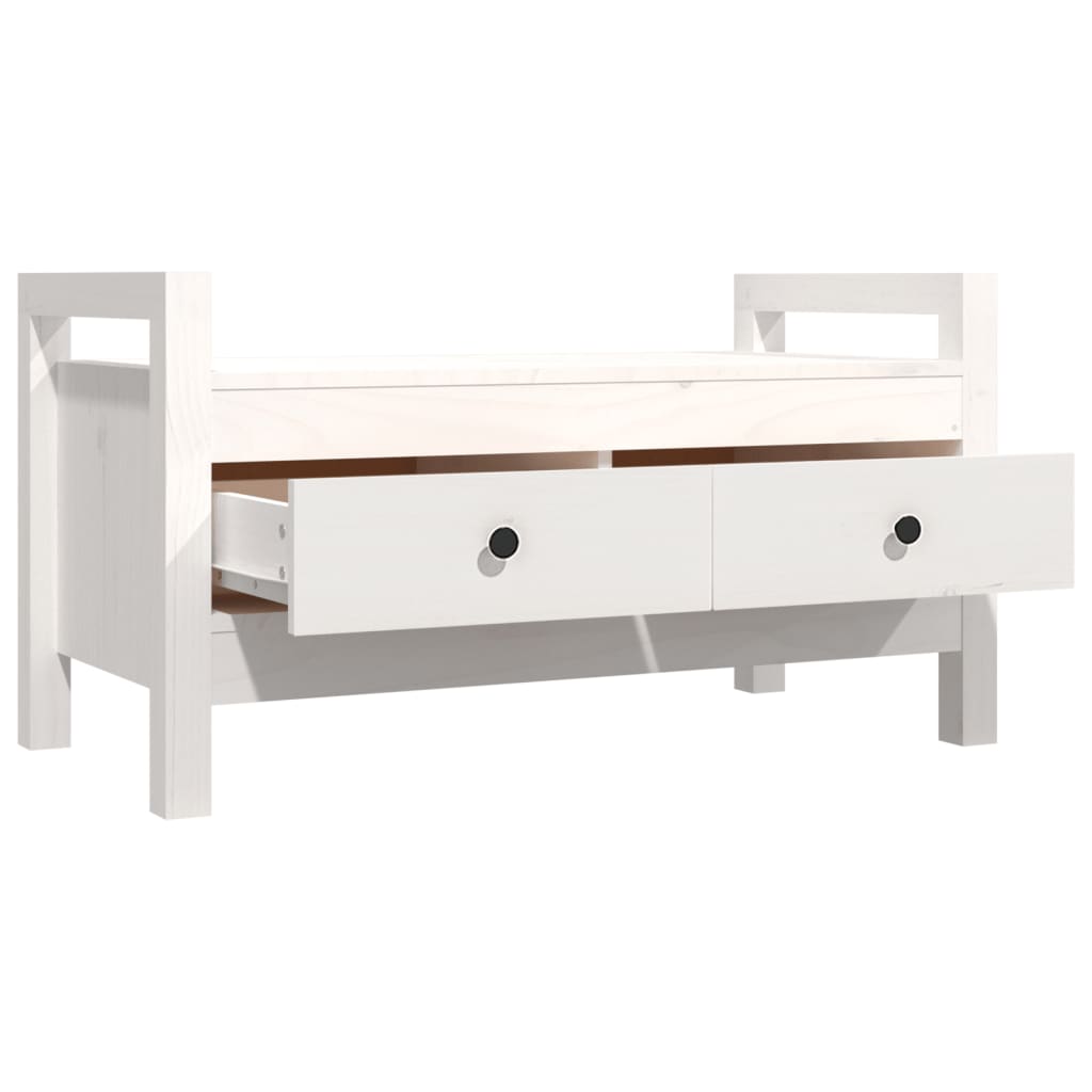 Panca Da Ingresso Bianca 80X40X43 Cm In Legno Massello Di Pino
