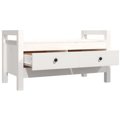 Panca Da Ingresso Bianca 80X40X43 Cm In Legno Massello Di Pino