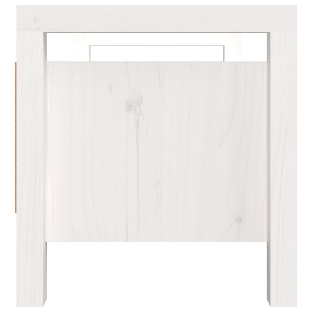Panca Da Ingresso Bianca 80X40X43 Cm In Legno Massello Di Pino