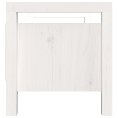 Panca Da Ingresso Bianca 80X40X43 Cm In Legno Massello Di Pino
