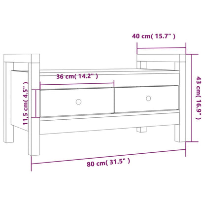 Panca Da Ingresso Bianca 80X40X43 Cm In Legno Massello Di Pino