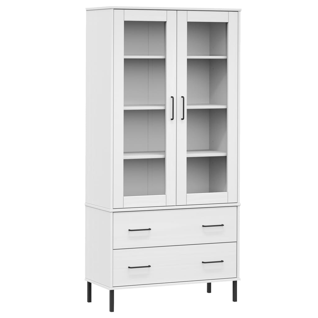 Libreria Gambe Metallo 85X35X172,5Cm Legno Massello Oslo