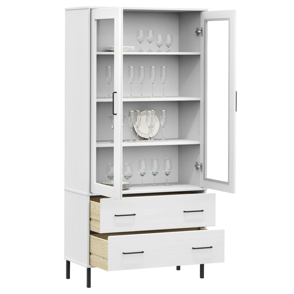 Libreria Gambe Metallo 85X35X172,5Cm Legno Massello Oslo