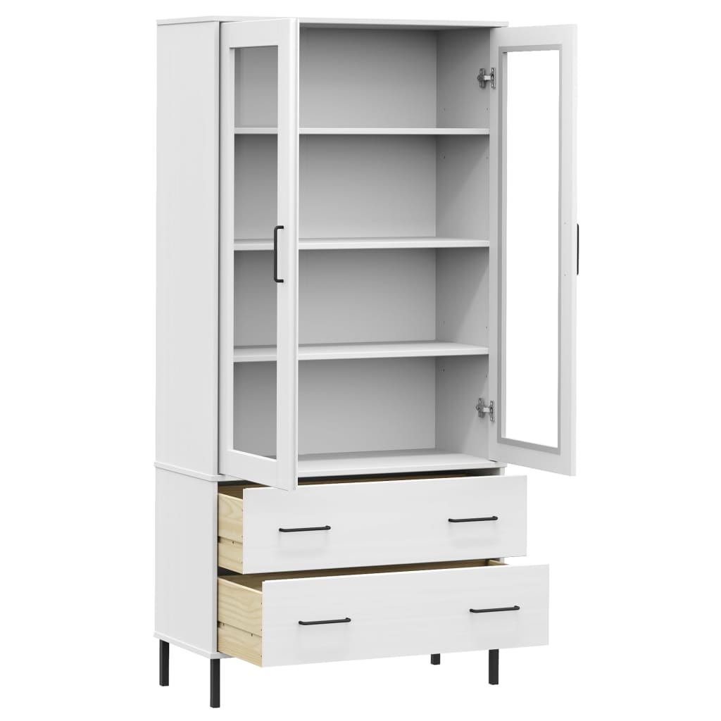 Libreria Gambe Metallo 85X35X172,5Cm Legno Massello Oslo