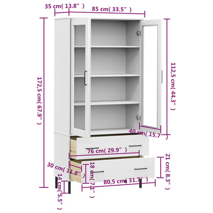Libreria Gambe Metallo 85X35X172,5Cm Legno Massello Oslo