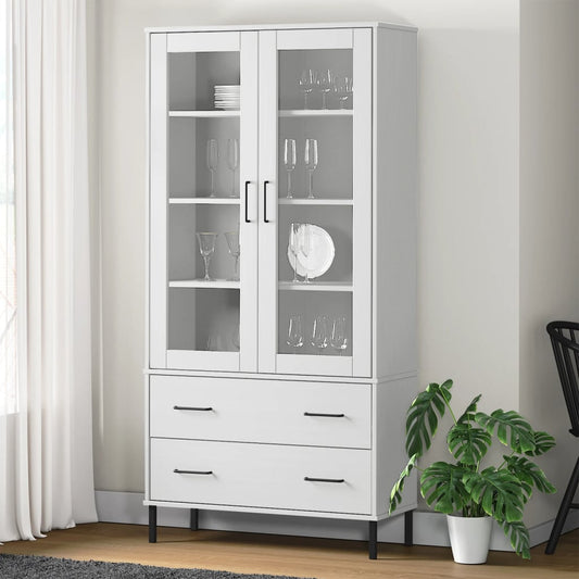 Libreria Gambe Metallo 85X35X172,5Cm Legno Massello Oslo