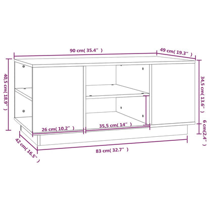 Tavolino Da Salotto 90X49X40,5 Cm Legno Massello Di Pino