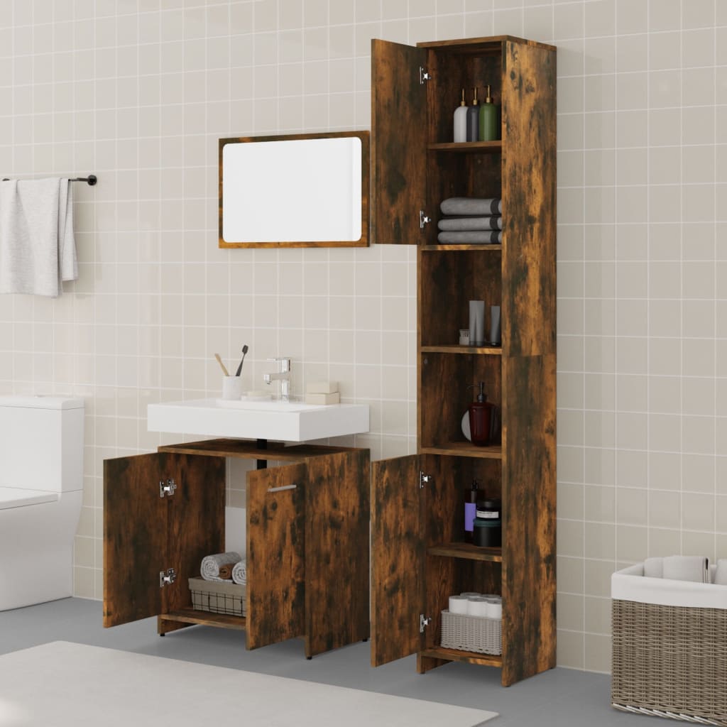 Set Mobili Da Bagno 3 Pz In Legno Multistrato