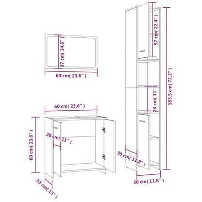 Set Mobili Da Bagno 3 Pz In Legno Multistrato