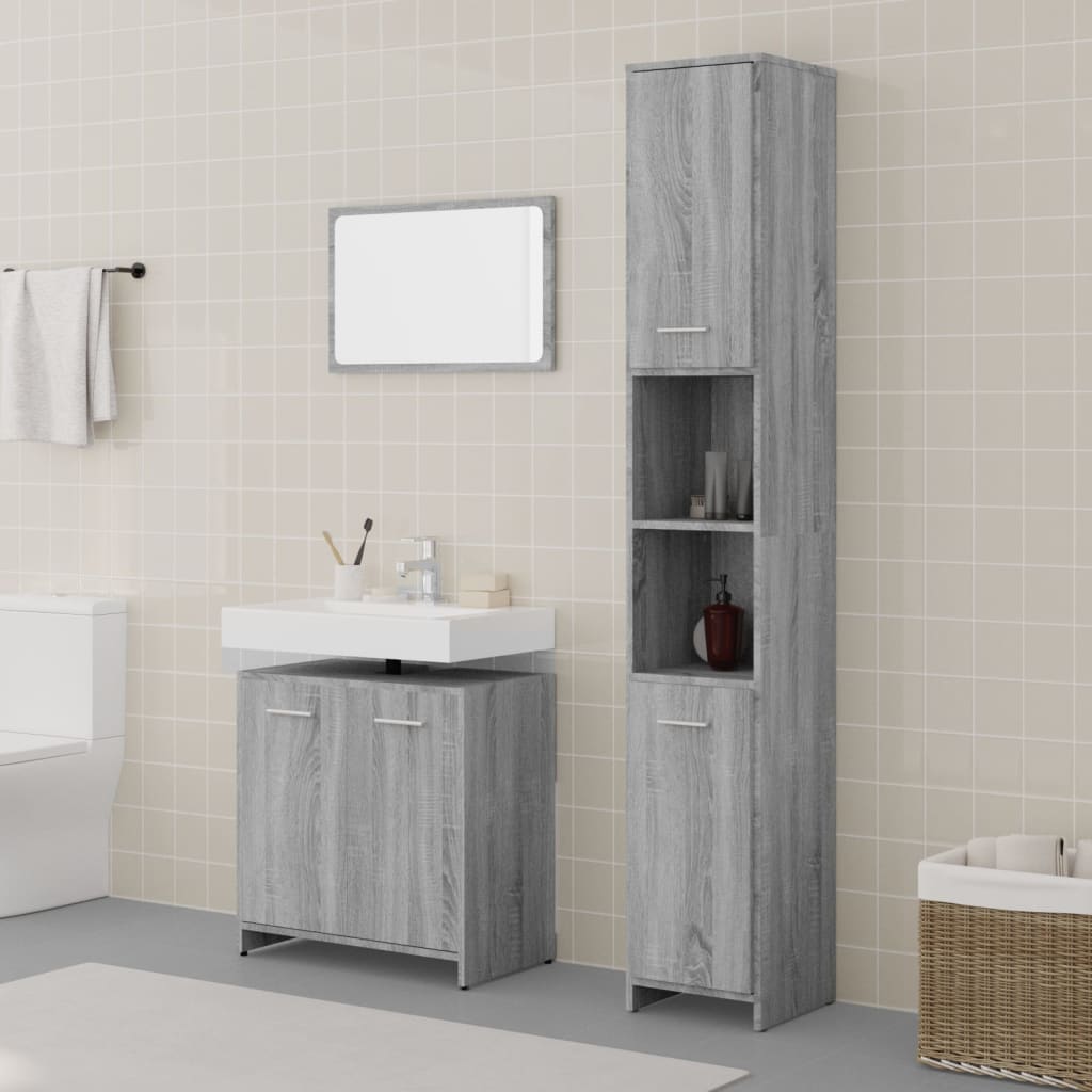 Set Mobili Da Bagno 3 Pz In Legno Multistrato