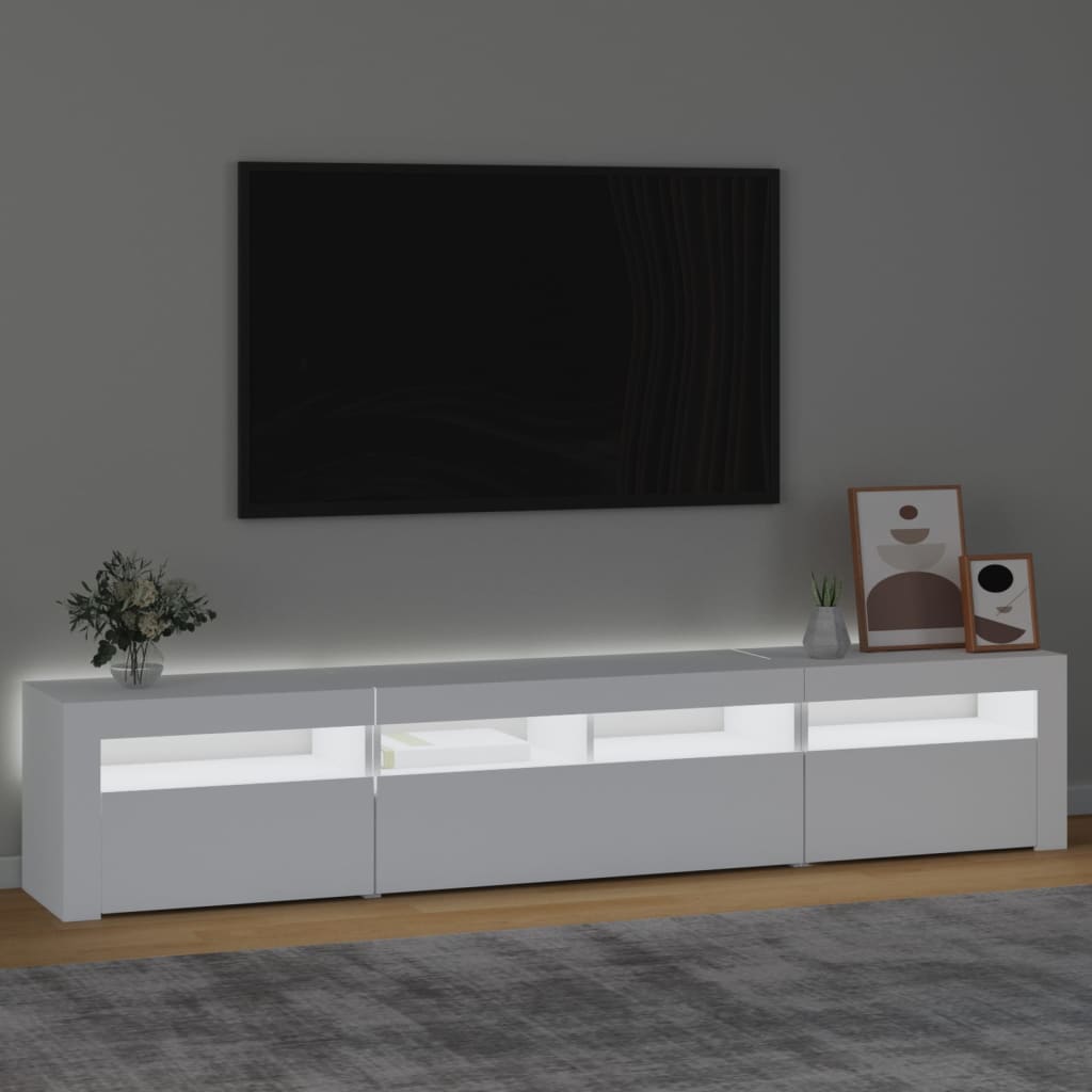 Mobile Porta Tv Con Luci Led 210X35X40 Cm Bianco