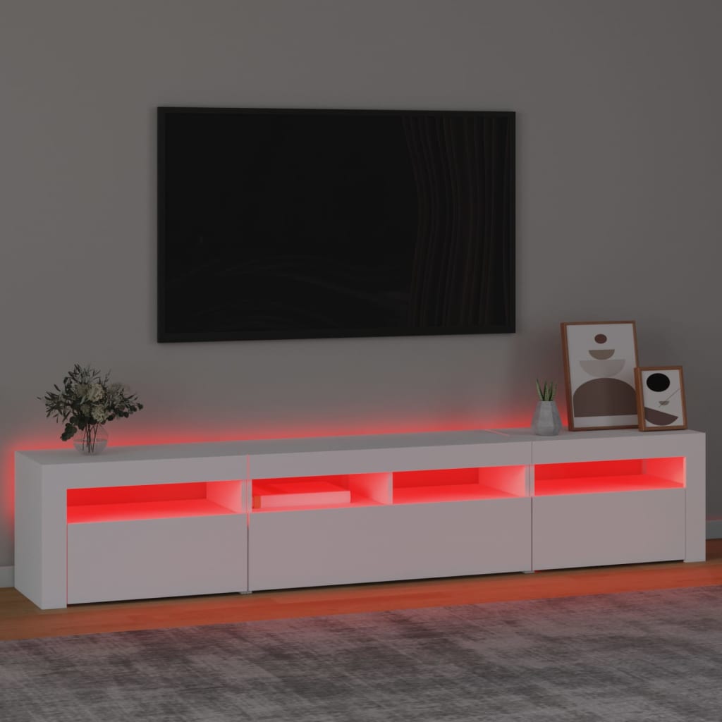 Mobile Porta Tv Con Luci Led 210X35X40 Cm Bianco