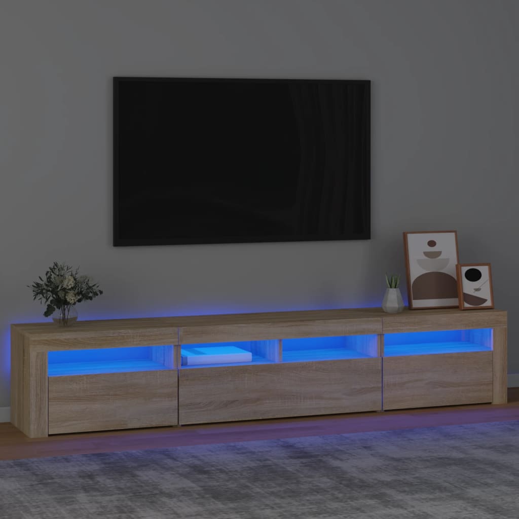 Mobile Porta Tv Con Luci Led 180X35X40 Cm Rovere Sonoma