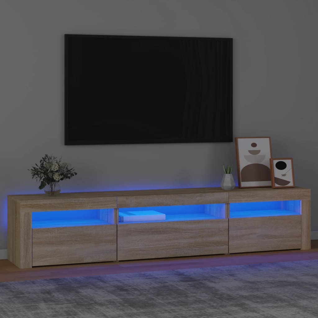 Mobile Porta Tv Con Luci Led 180X35X40 Cm Rovere Sonoma