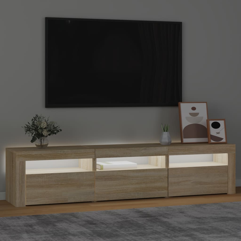 Mobile Porta Tv Con Luci Led 180X35X40 Cm Rovere Sonoma