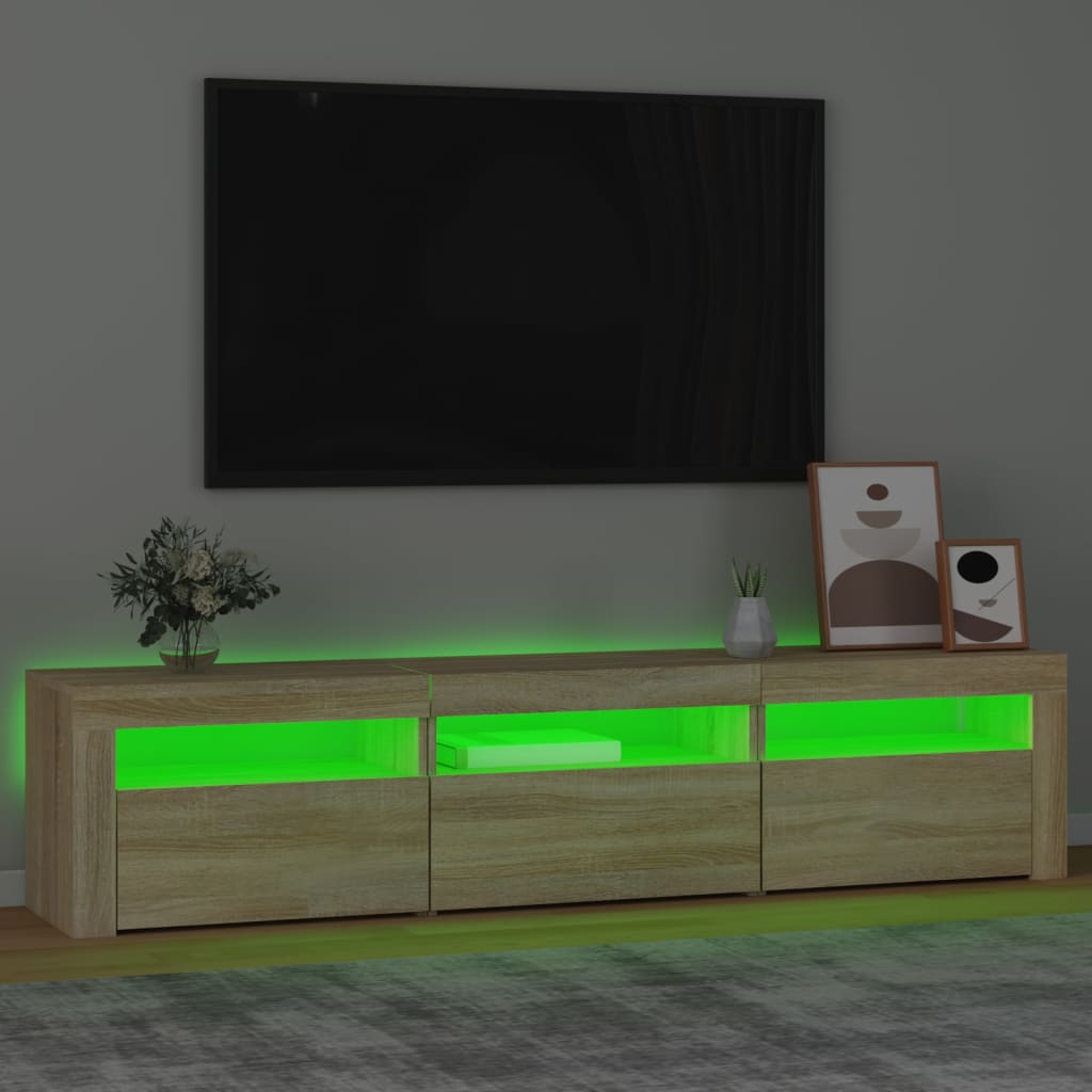 Mobile Porta Tv Con Luci Led 180X35X40 Cm Rovere Sonoma