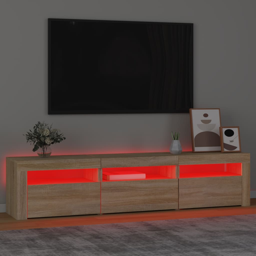 Mobile Porta Tv Con Luci Led 180X35X40 Cm Rovere Sonoma