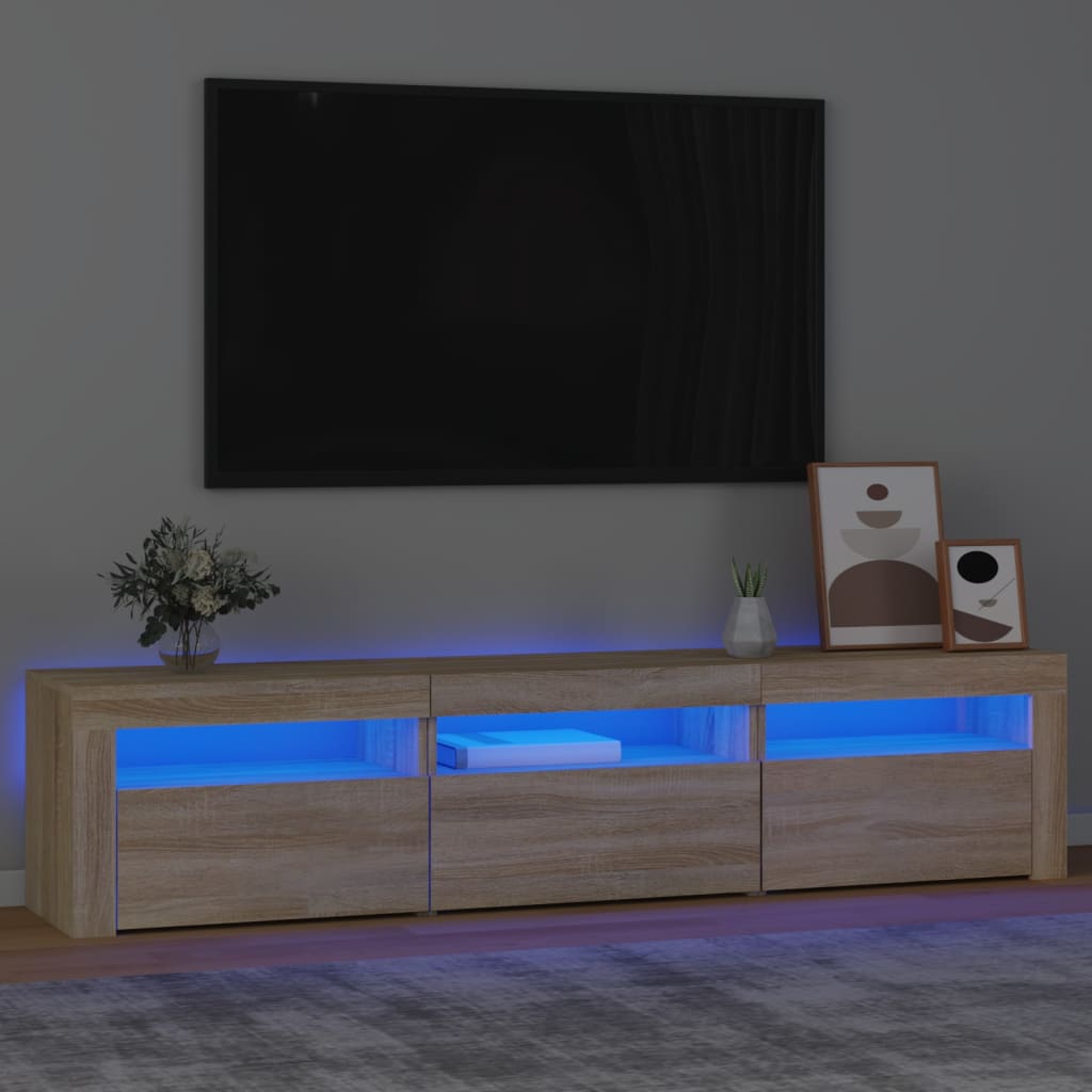 Mobile Porta Tv Con Luci Led 180X35X40 Cm Rovere Sonoma
