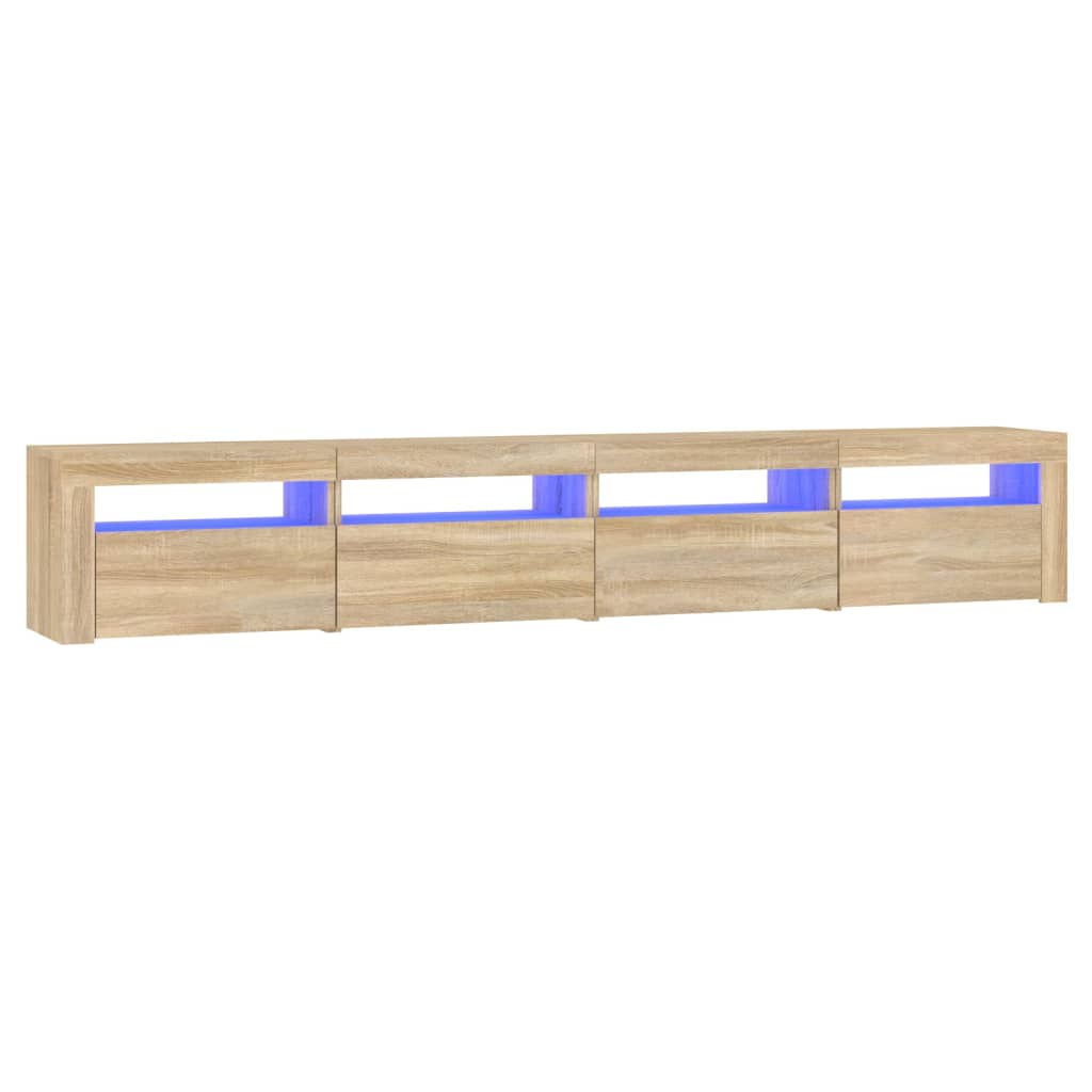 Mobile Porta Tv Con Luci Led Rovere Sonoma 240X35X40 Cm Grigio Sonoma