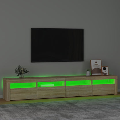 Mobile Porta Tv Con Luci Led Rovere Sonoma 240X35X40 Cm Grigio Sonoma