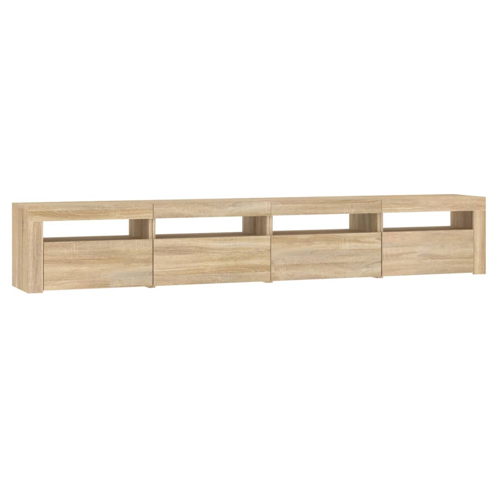 Mobile Porta Tv Con Luci Led Rovere Sonoma 240X35X40 Cm Grigio Sonoma