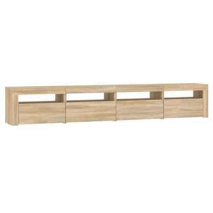 Mobile Porta Tv Con Luci Led Rovere Sonoma 240X35X40 Cm Grigio Sonoma