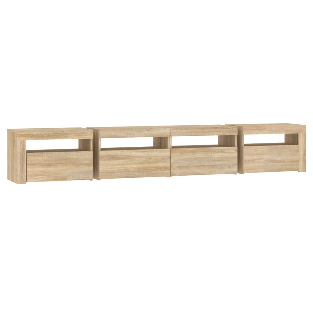 Mobile Porta Tv Con Luci Led Rovere Sonoma 240X35X40 Cm Grigio Sonoma