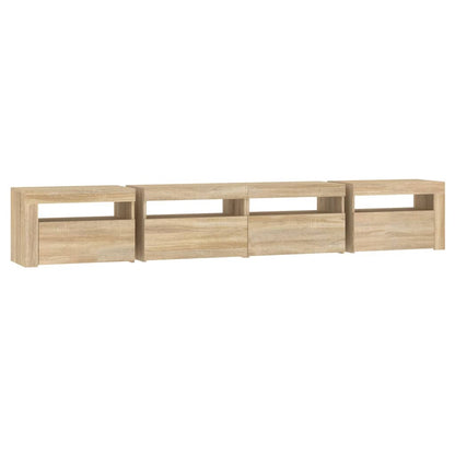 Mobile Porta Tv Con Luci Led Rovere Sonoma 240X35X40 Cm Grigio Sonoma
