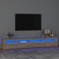 Mobile Porta Tv Con Luci Led Rovere Sonoma 240X35X40 Cm Grigio Sonoma