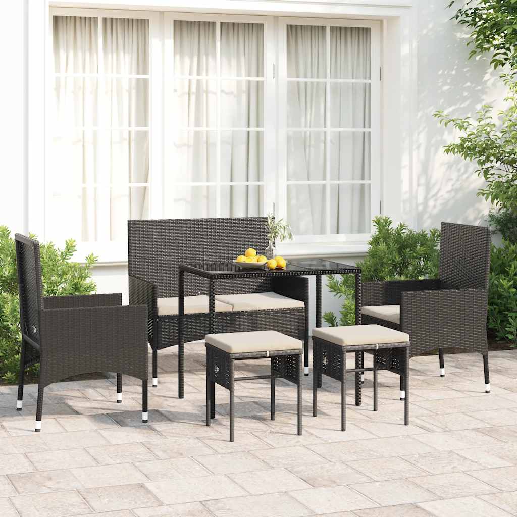 Set Divani Da Giardino 6 Pz Con Cuscini In Polyrattan