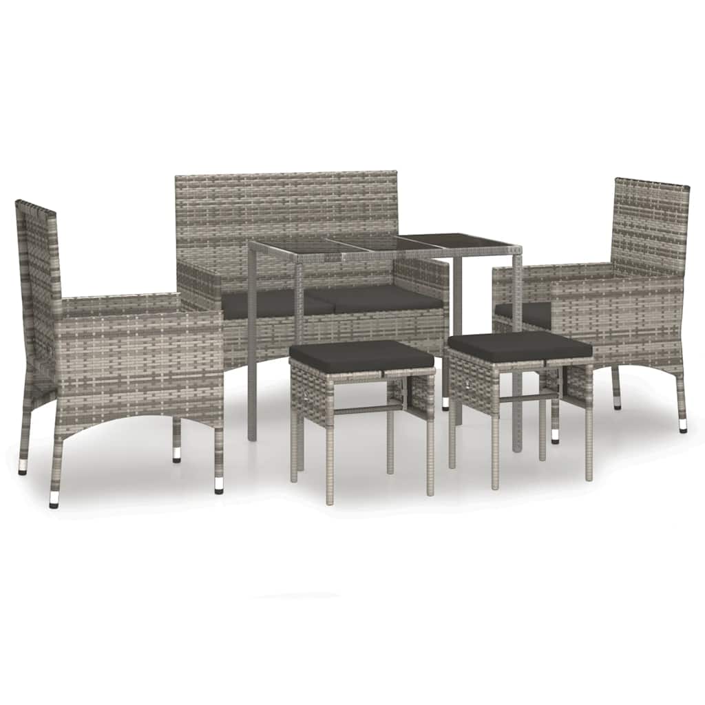 Set Divani Da Giardino 6 Pz Con Cuscini In Polyrattan