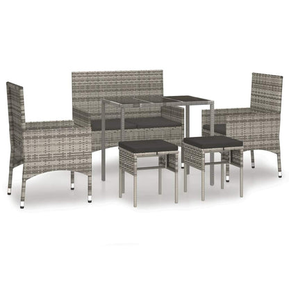 Set Divani Da Giardino 6 Pz Con Cuscini In Polyrattan
