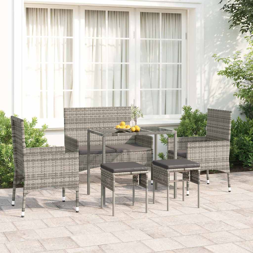 Set Divani Da Giardino 6 Pz Con Cuscini In Polyrattan