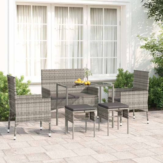 Set Divani Da Giardino 6 Pz Con Cuscini In Polyrattan