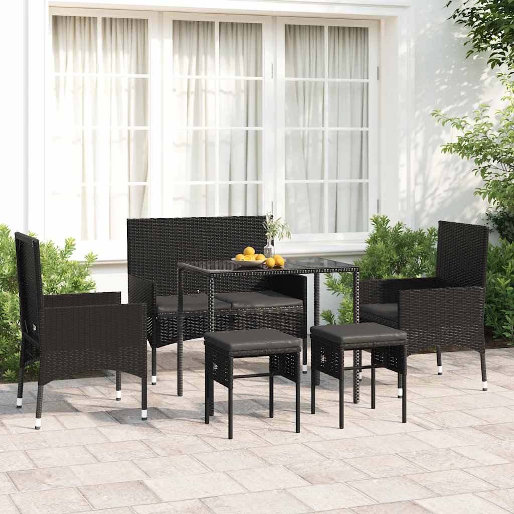 Set Divani Da Giardino 6 Pz Con Cuscini In Polyrattan