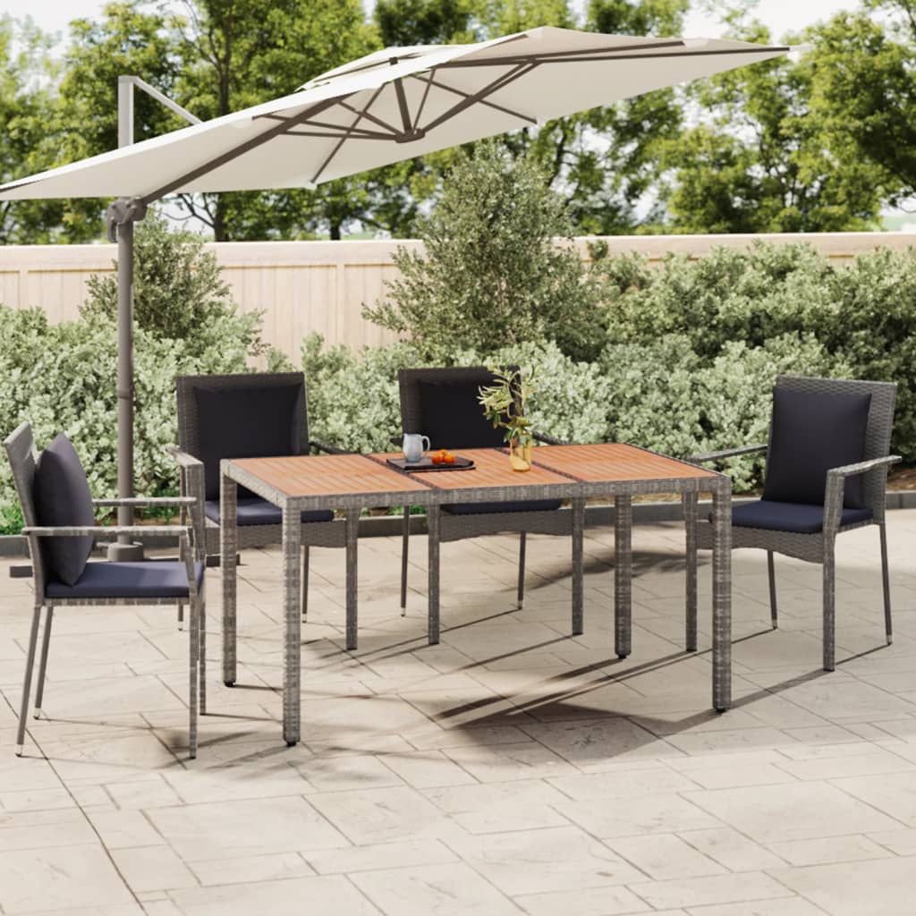 Tavolo Da Giardino Piano In 240X90X75Cm Polyrattan Grigio