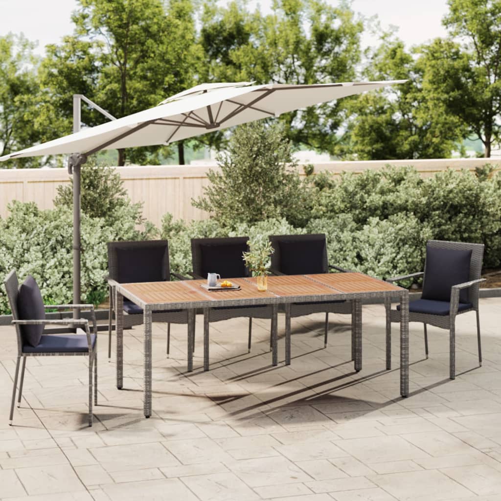 Tavolo Da Giardino Piano In 240X90X75Cm Polyrattan Grigio