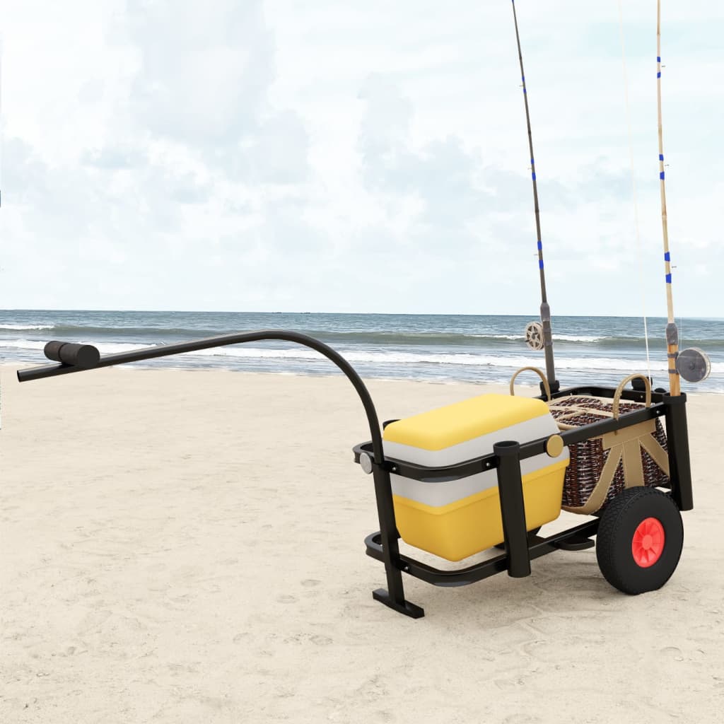 Carrello Da Pesca Con Borsa Acciaio Nero