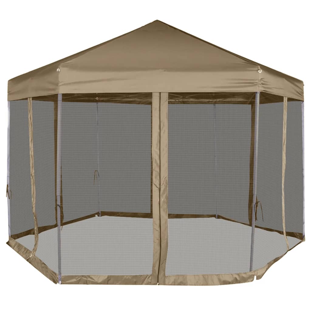 Gazebo Esagonale Pop-Up Con 6 Pareti 3,6X3,1 M