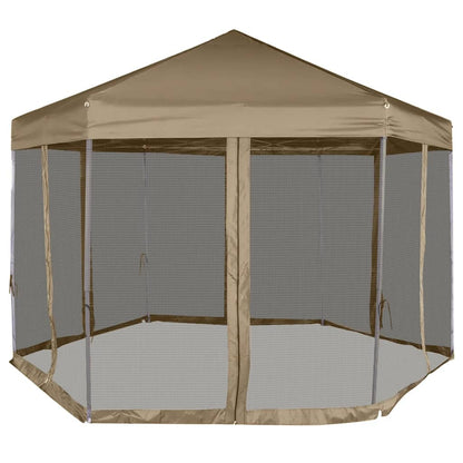 Gazebo Esagonale Pop-Up Con 6 Pareti 3,6X3,1 M