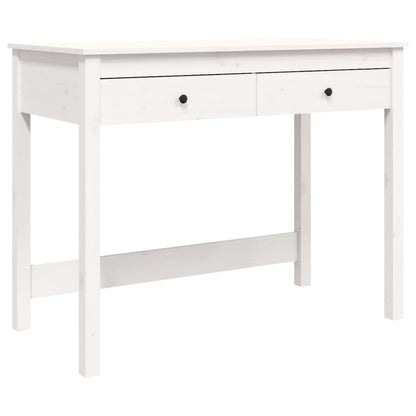 Scrivania Con Cassetti Bianca 100X50X78 Cm Legno Massello Pino