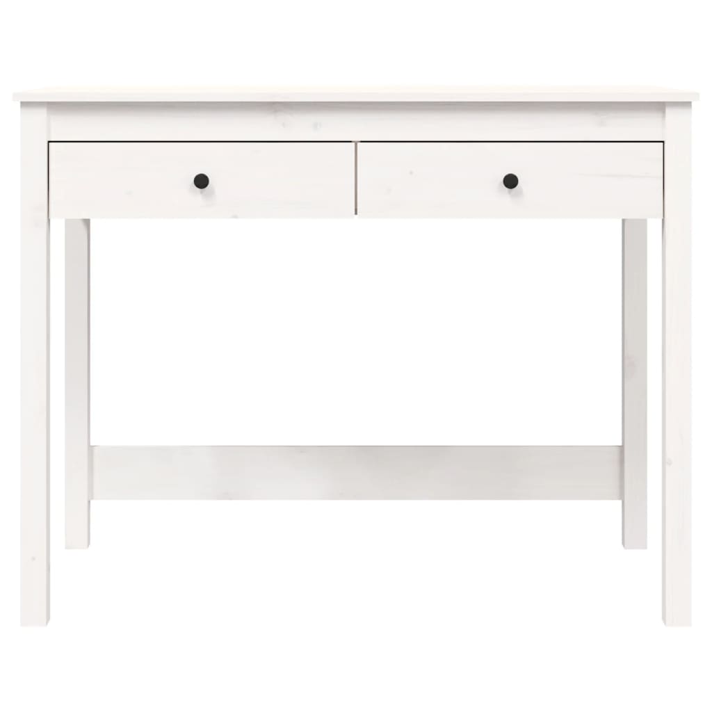 Scrivania Con Cassetti Bianca 100X50X78 Cm Legno Massello Pino