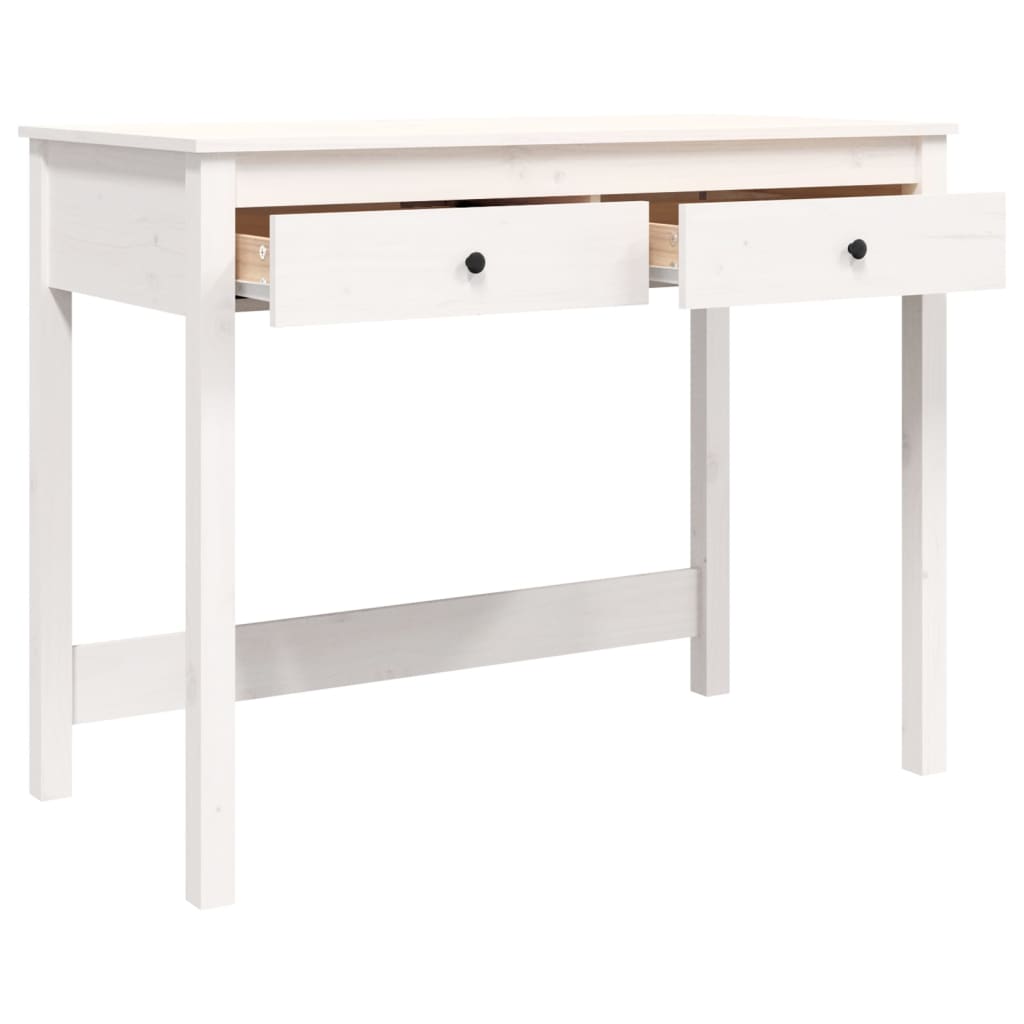Scrivania Con Cassetti Bianca 100X50X78 Cm Legno Massello Pino