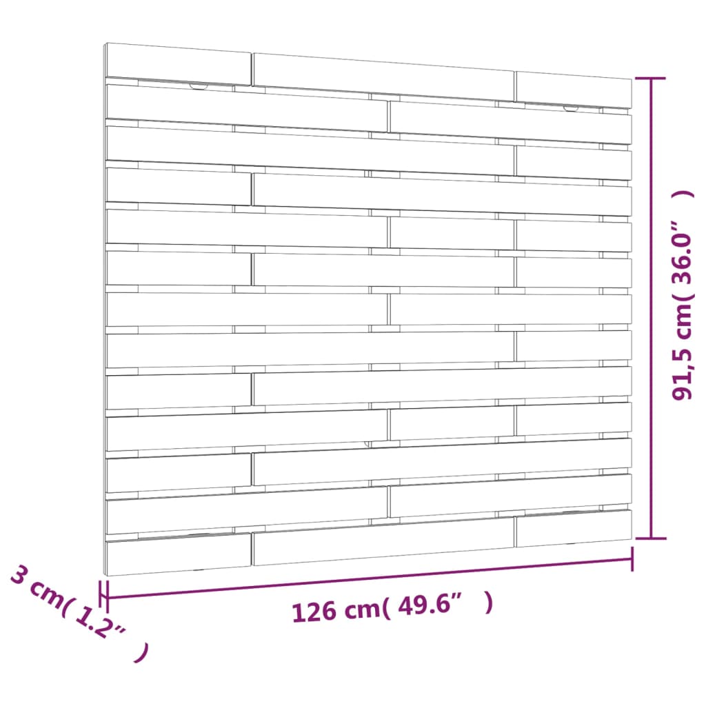 Testiera Da Parete Ambra 126X3X91,5Cm In Legno Massello Di Pino