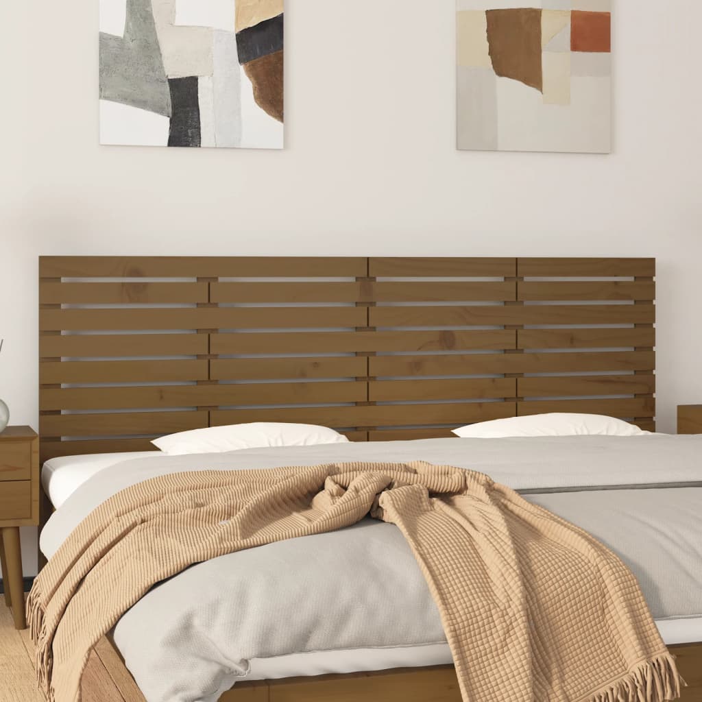 Testiera Da Parete Ambra 126X3X91,5Cm In Legno Massello Di Pino