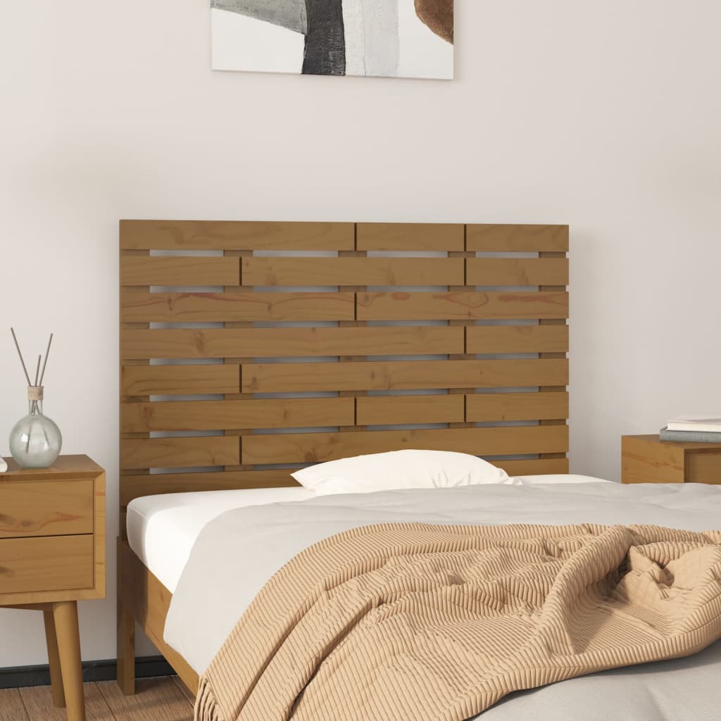 Testiera Da Parete Ambra 126X3X91,5Cm In Legno Massello Di Pino