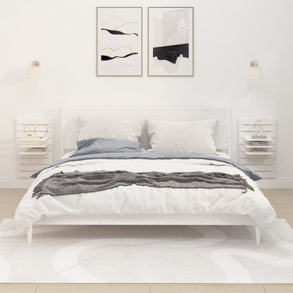 Mensole Da Letto A Parete 2 Pz Legno Massello Di Pino