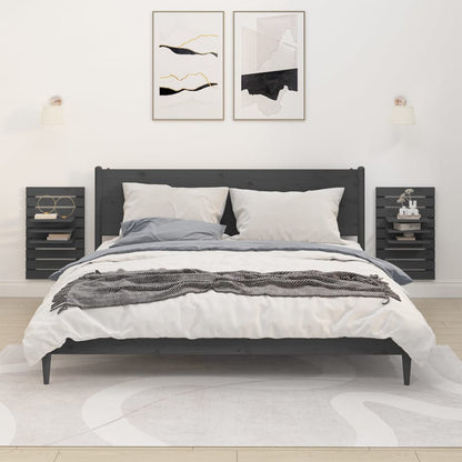 Mensole Da Letto A Parete 2 Pz Legno Massello Di Pino