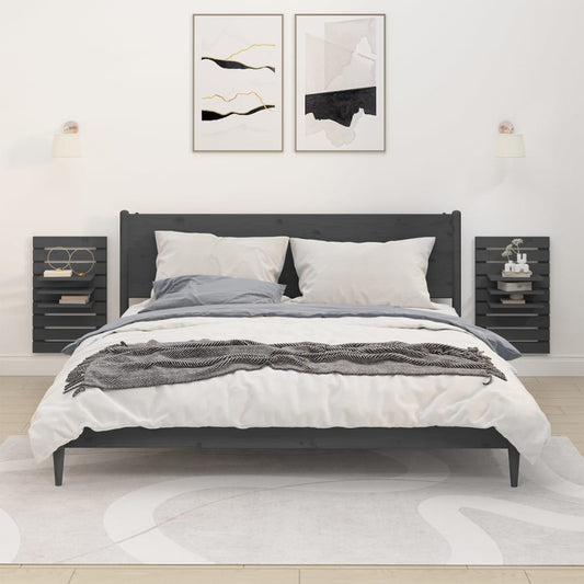 Mensole Da Letto A Parete 2 Pz Legno Massello Di Pino