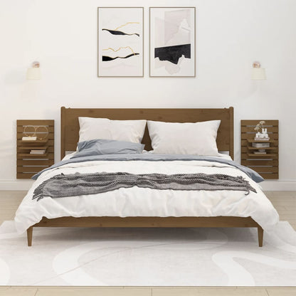 Mensole Da Letto A Parete 2 Pz Legno Massello Di Pino